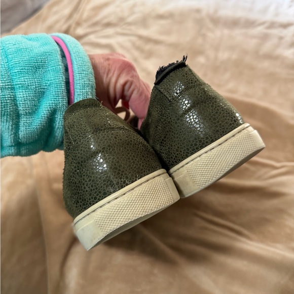 Noah NYC Soft Leather Green Snakeskin  Sneakers with Cream Laces 42 US M9 W11.5 - Picture 3 of 5